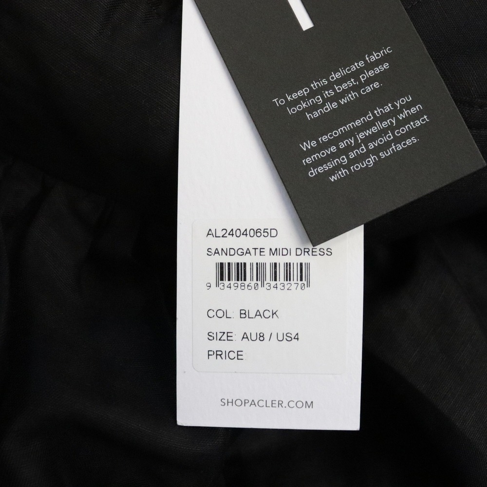 NWT Acler Sandgate Sleeveless A-Line Midi Dress Black Linen Lace Up Back 4 - Picture 10 of 12